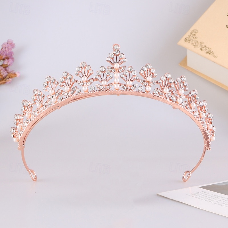 Crown Tiaras Headdress Alloy Wedding Birthday Elegant Cute With Rhinestone Pearl Headpiece Headwear 2026 - $11.49 –P1