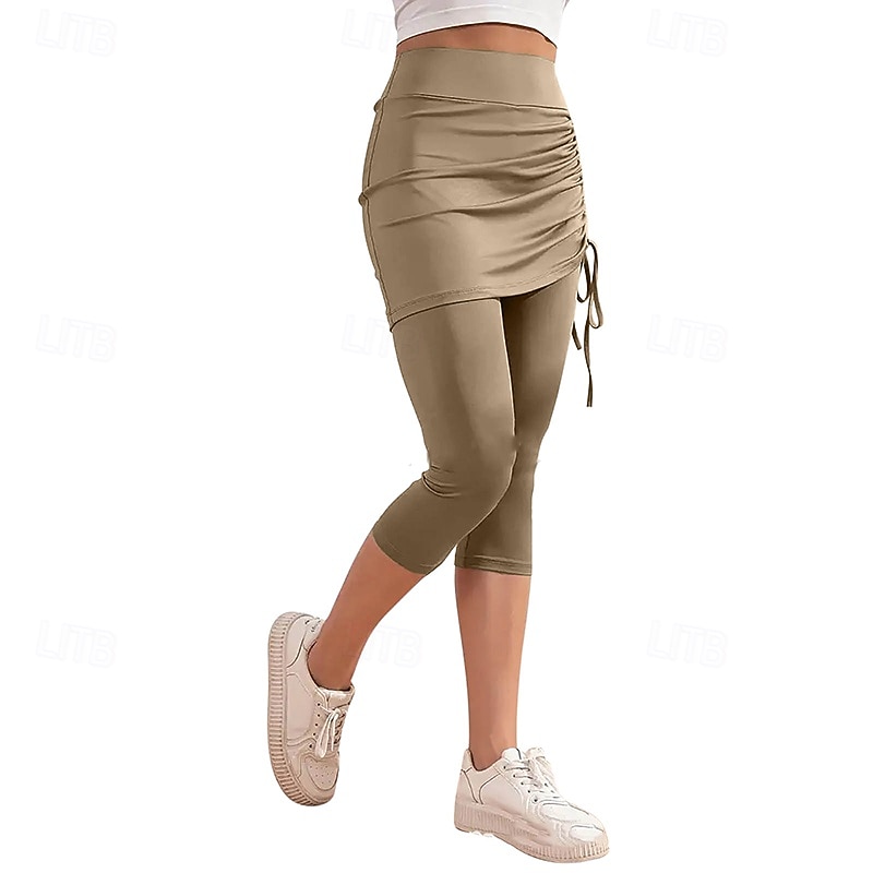 Mujer Color sólido Falda casual Falda con leggings Frunce Correa Eslático Transpirable Tenis pepinillo Corriendo Prendas de abajo Gris oscuro Negro Rosa Ropa de tenis 2026 - $15.49 –P9