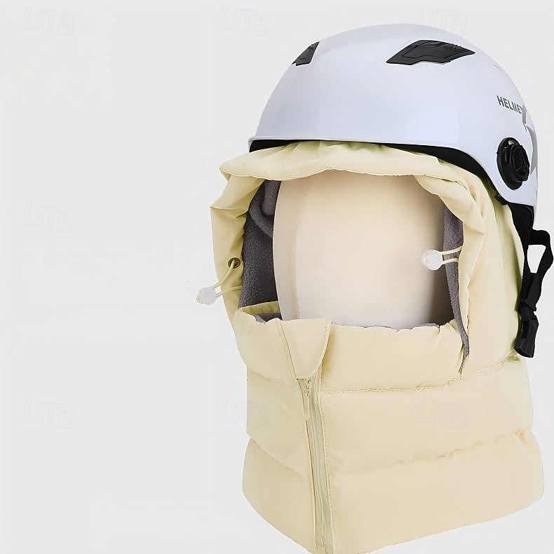 vinterlue ansiktsmaske skjerf lue i ett stykke for sykkelhjelm kompatibel med fleecefôr hørselbeskyttelse halsvarmer kaldt vær utendørs strikket lue 2025 - $15.99 –P2