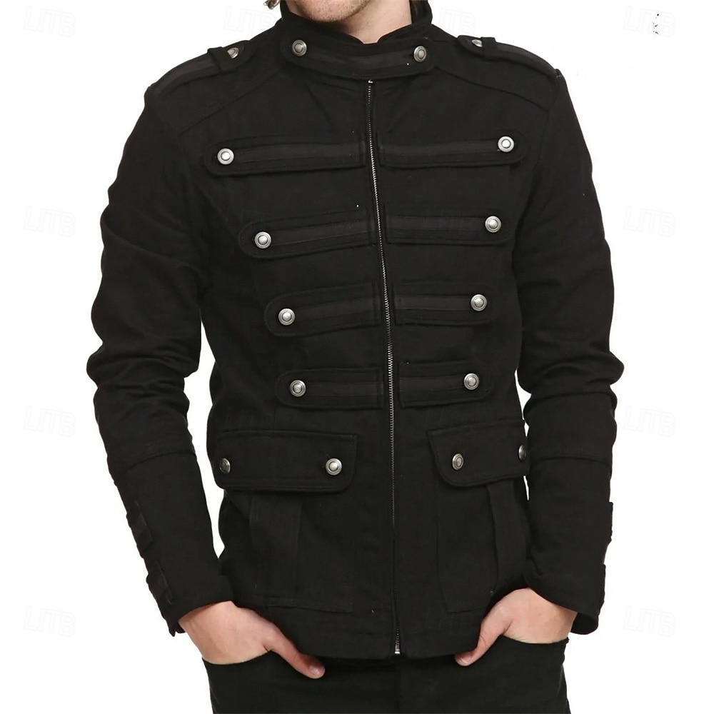 Retro Vintage Rococo Punk & Gothic Coat Circus Jacket Long Sleeves Prince Aristocrat Fancy Dress Men's Carnival Event / Party Casual Daily Adults' Coat Spring Fall & Winter 2026 - GBP £43 –P1