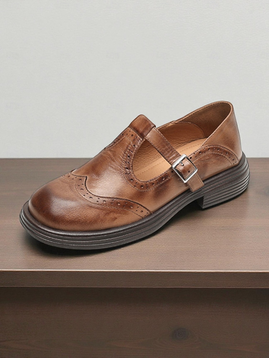 Bruna damskor i konstläder med brogue-detaljer, Mary Jane-skor, klassisk och bekväm stil, perfekta för arbete, vardagsutflykter och vardagsbruk. 2026 - $54.99 –P2