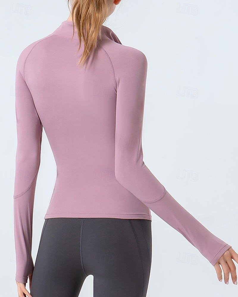 Women's Solid Colored Tennis Shirt Sport Top Stylish Quarter Zip Elastic Sweat-Wicking Breathable Golf Pickleball Yoga Stand Collar Top Winter Dark Pink Black Yellow Tennis Clothing 2026 - $25.99 –P5