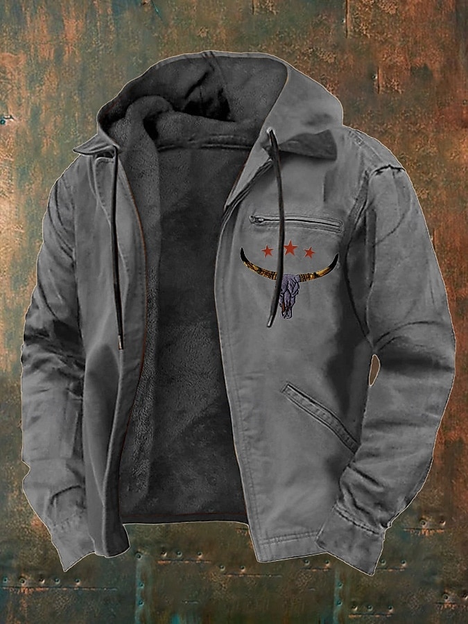 Per uomo Felpa con cappuccio a zip intera Giacca in Pile Felpa con cappuccio in pile Marrone Grigio scuro Con Cappuccio Mucca Stelle Tasca Dettagli in similpelle Casuale Quotidiano Abbigliamento del 2026 a $62.99 –P2