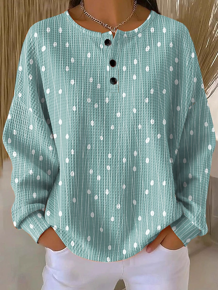 Dames Trui-sweatshirt Knop Afdrukken Bloemig Grafisch Paisley Vintage Casual Lange mouw Strakke ronde hals Normale tops Casual Straat Dagelijks gebruik blauw Zwart Groen Koffie Lente Herfst Winter 2026 - $28.99 –P3