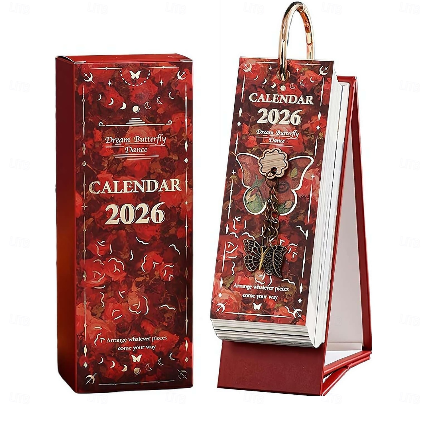 Agenda de bureau vintage 2026 - Calendrier de 365 jours avec reliure à anneaux dorés &Citations inspirantes - une page de peinture à l'huile par jour - idéal pour la maison et le bureau &organisation de 2026 ? $20.99 –P12