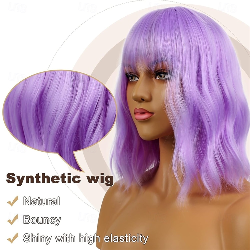 Carnival Wig 2026 Pink Blue Purple Curly Bob Short Synthetic Festival Wig Mardi Gras Parade Cosplay Costume Hair for Women 2026 - $21.99 –P6