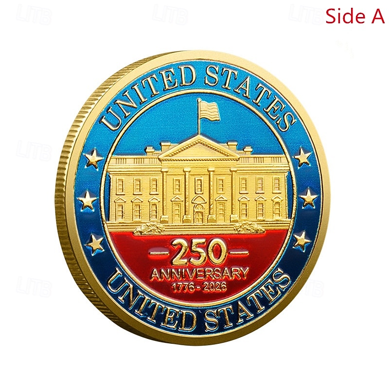 250th Anniversary Commemorative Coins - Golden American Flag & Liberty Bell Design Collectible Coins, Durable Metal Anniversary Coins for Display, Collectors Patriotic Semiquincentennial 2026 - $15.99 –P3