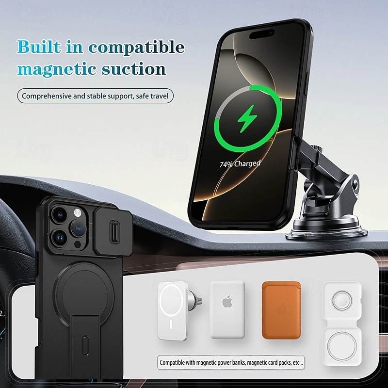 Phone Case For iPhone 16 15 14 Pro Max Plus 16e 13 Pro Max Back Cover with Stand Holder Shockproof Armor PC PU Leather 2026 - $13.99 –P17