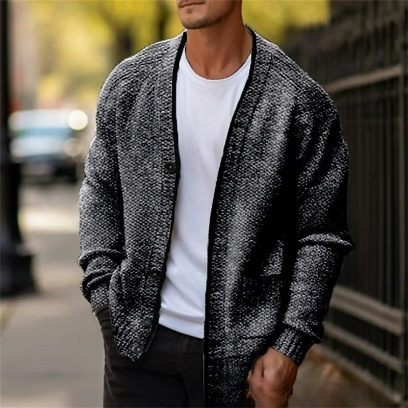 Per uomo Maglione Jacquard Felpa Cardigan A Coste Maglia Top Regolari Lavorato a maglia Semplice Scollo a V Vacanza Moda Casuale Abbigliamento quotidiano Abbigliamento Primavera & Autunno Autunno del 2026 a $36.99 –P3
