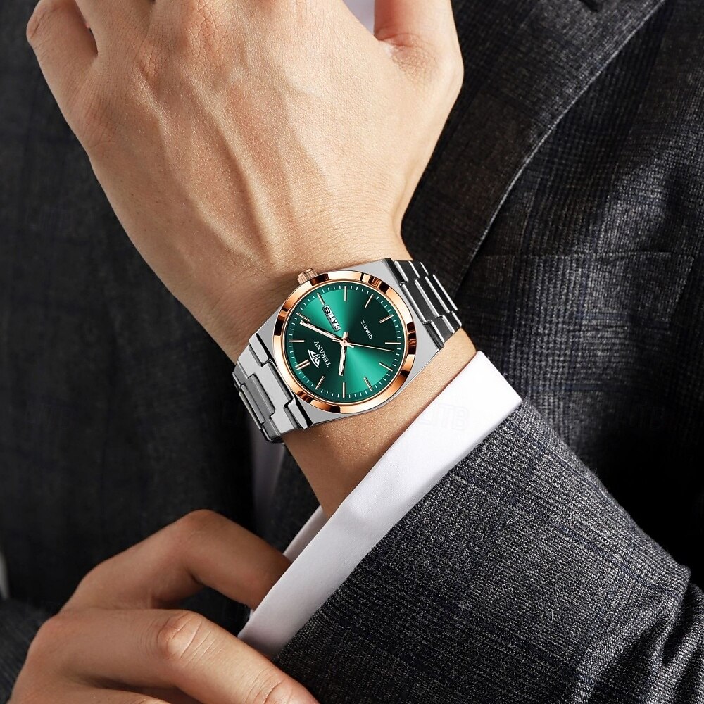 DEFNDR Orologio Da Uomo Al Quarzo - Impermeabile 50m Con Lunotto Luminoso - Cassa E Cinturino In Acciaio Inox - Design Business - Regalo Con Garanzia