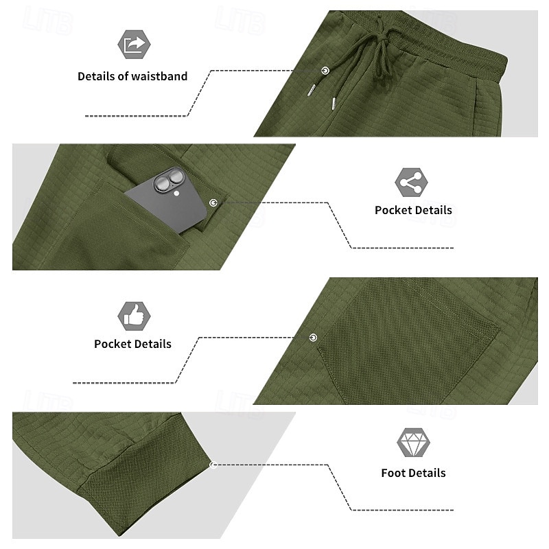 Bărbați Pantaloni de sport cargo Pantaloni Sport Joggeri Pantaloni Pantaloni Waffle Cordon Buzunar Talie elastică Simplu Confort Απαλό Zilnic În aer liber Concediu Vacanță Modă Negru Verde Militar 2026 - $25.99 –P5