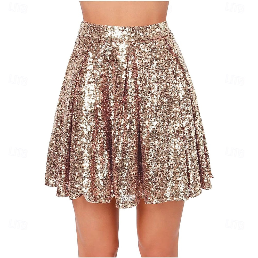 Samba Tanzbekleidung Damen Paillettenrock Funkelnde dehnbare High-Waisted A-Linie fließende Schwung Glitzer Mini-Röcke Leistungs-Kostüm 2026 - $37.99 –P7
