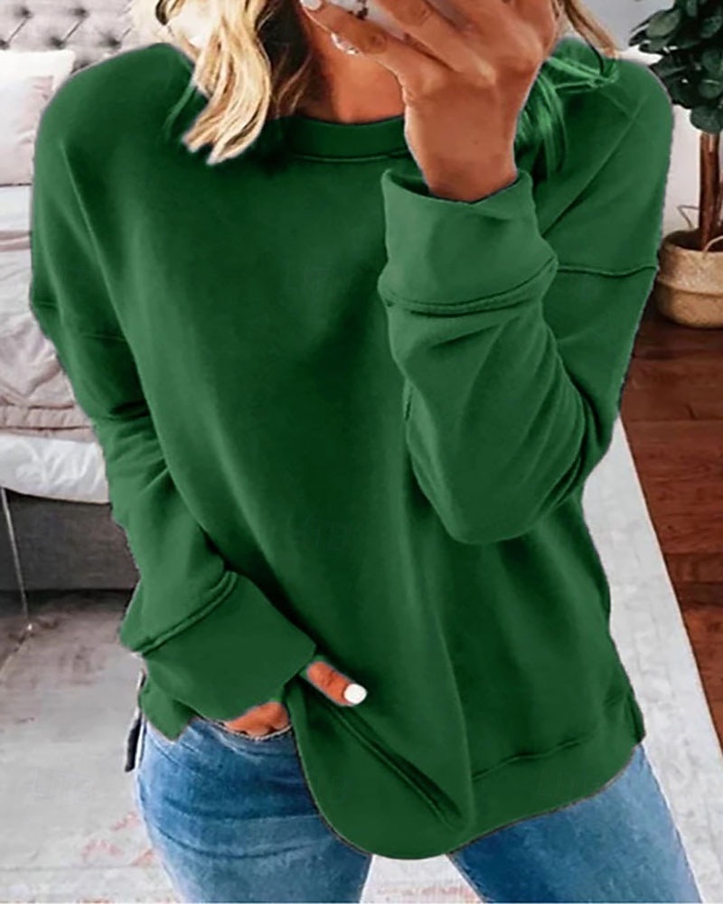 Damen Bluse Patchwork Einfach Vintage Stilvoll Langarm Rundhalsausschnitt Normale Oberteile Täglich Ferien Ausgehen Schwarz Grün Dunkelgray Herbst Winter 2026 - $21.99 –P2