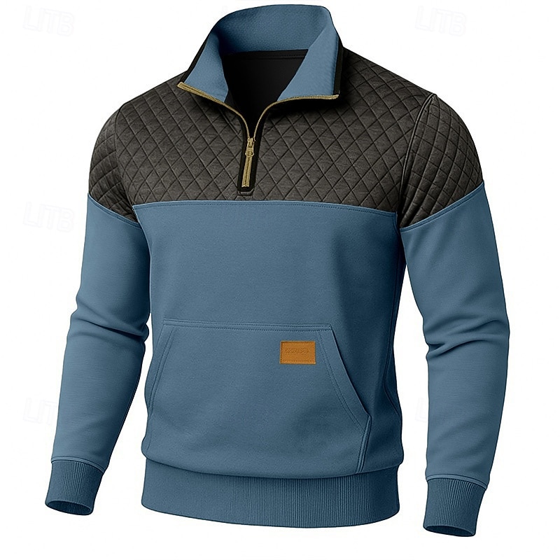 Męskie Bluza dresowa Bluza Waffle Zjechać na pobocze Bluza z zamkiem błyskawicznym Zieleń wojskowa Khaki Jasnoszary Ciemnoszary Klapa Równina Niejednolita całość Kolorowy blok Teksturowany Codzienny 2026 - $34.99 –P2