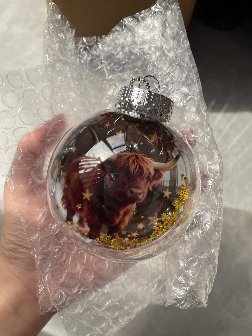 Akrylová ozdoba s motivem divoké zvěře, ručně vyrobená 3D vánoční dekorace se zvířaty, luxusní zimní vánoční dekorace na stromeček. &dárky, třpytivé hvězdné akcenty 2026 - $10.99 –P4