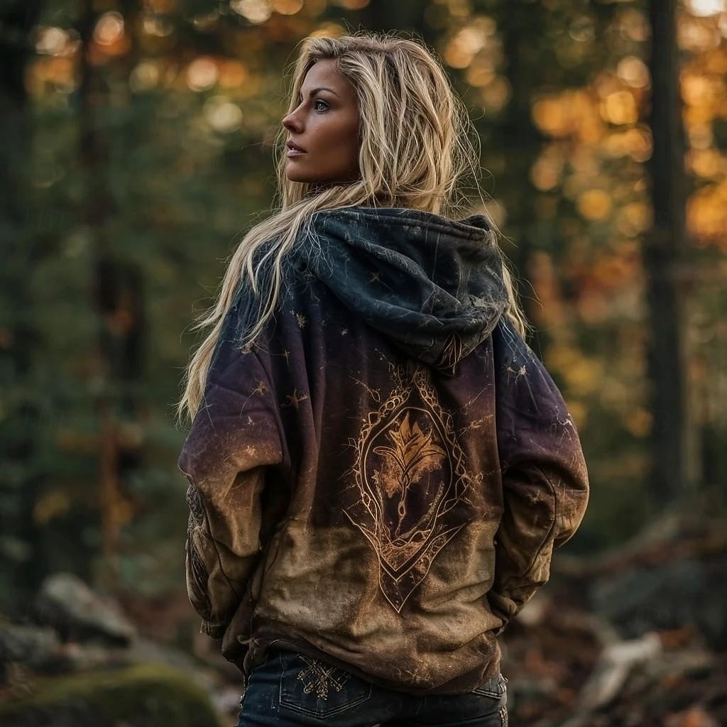 Női Cipzáras kapucnis pulóver Cipzár Grafika Aktív Szüret Divat Hosszú ujj Kapucni Normál felsők Hétköznapi Otthon Utca Medence Rubin Barna Lóhere Tavasz Ősz Tél 2026 - $42.99 –P1