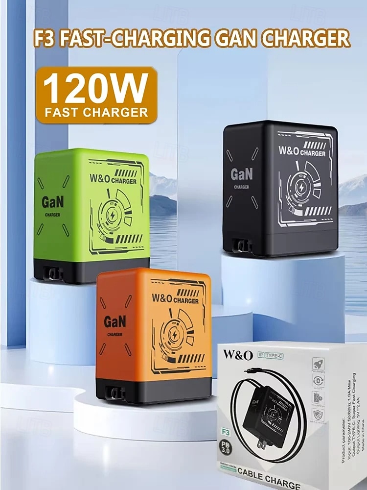 Carregador portátil rápido de 120 W com cabo USB-C e Lightning, compatível com iPhone 15/16/17 e Samsung, ideal para jogos e viagens. Design compacto e específico para tomadas europeias. de 2025 por $22.99 –P1