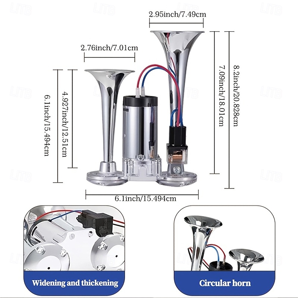 Train Model Whistle Super Loud Dual-tube Horn Air Horn Kit Dual-tube Horn with Air Compressor Suitable for Any 12V Vehicle Super Loud Car Horn Kit. Suitable for RVs SUVs Motorcycles Off-road Ve 2026 - $57.99 –P3