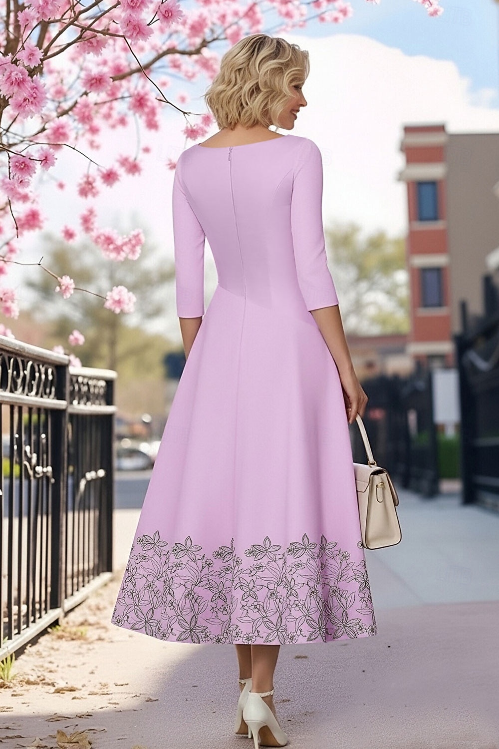A-Line Dress Tea Length Beaded Eembroidered Party Dress Cocktail Dress Mother of the Bride Dress 3/4 Length Sleeve V Neck Elegant Simple Formal Satin with Lace Ruched Sequin 2026 - $195.99 –P3
