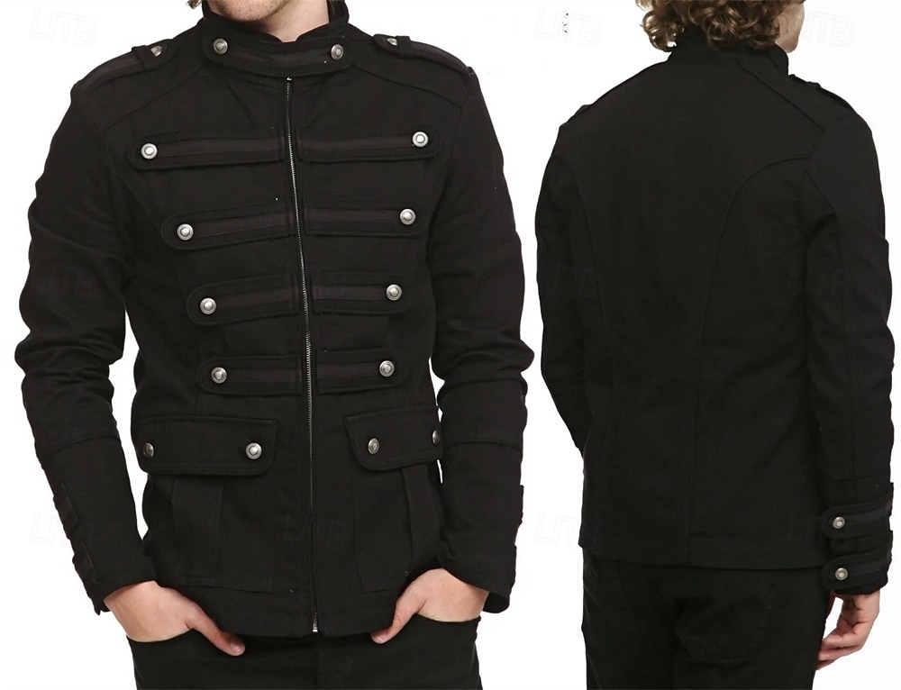 Retro Vintage Rococo Punk & Gothic Coat Circus Jacket Long Sleeves Prince Aristocrat Fancy Dress Men's Carnival Event / Party Casual Daily Adults' Coat Spring Fall & Winter 2026 - GBP £43 –P4