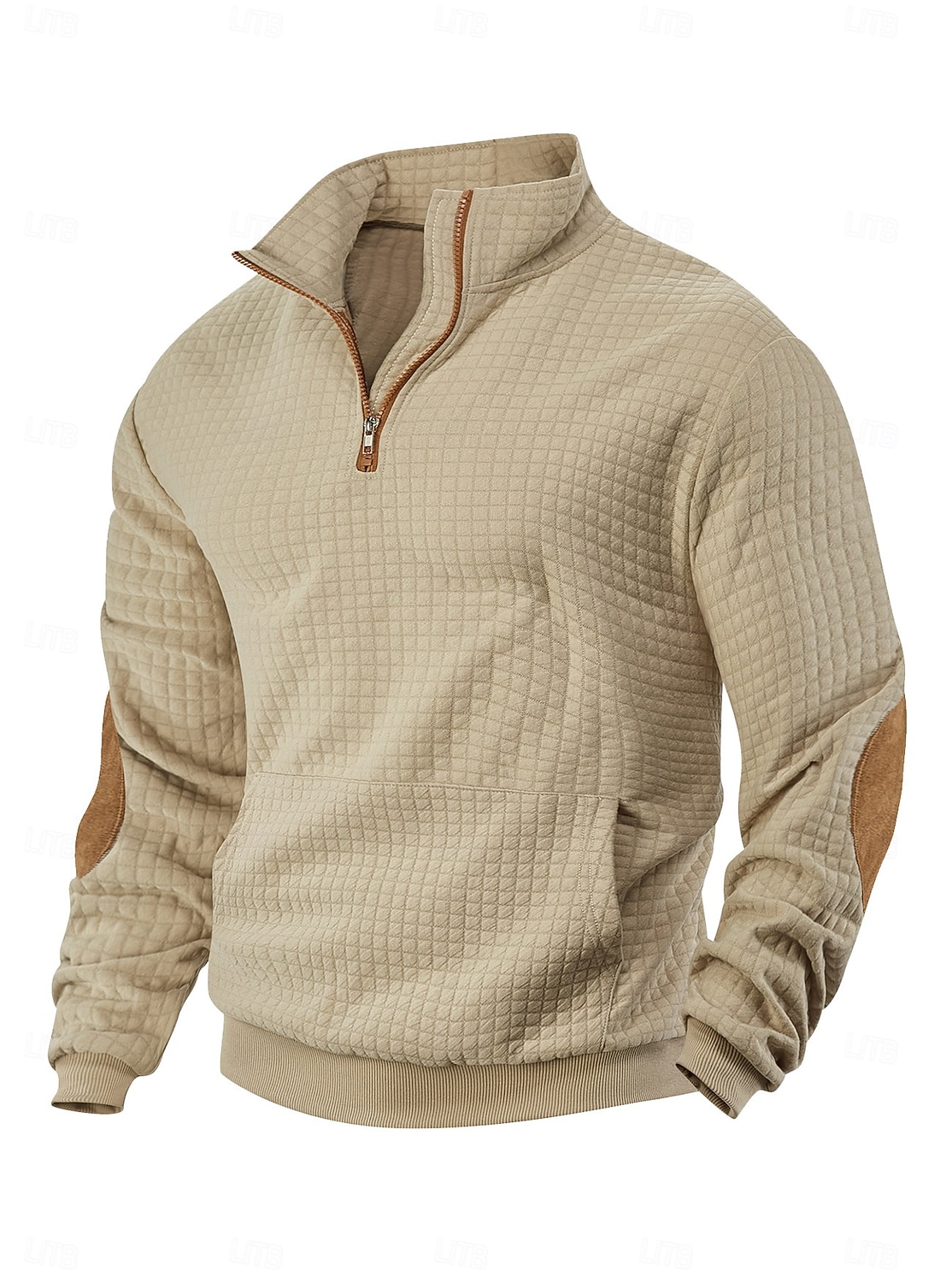 Herren Zip Up Sweatshirt Waffel-Sweatshirt Pullover Schwarz Weiß Marineblau Khaki Dunkelgray Halber Reißverschluss Einfach Reißverschluss Tasche Arbeit Sport & Outdoor Lässig ohne Druck Aktiv Vintage 2026 - $28.99 –P2