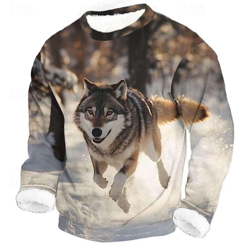 Miesten Susi Fleece College Päivittäin Vapaa-aika 3D Metsästys Tiukka pyöreä kaula-aukko Koti Juhla Lahja Katuvaatteet Sininen Ruskea 3D-tulostus Syksy Talvi Suunnittelija S M L XL XXL XXXL 2026 - $30.99 –P2