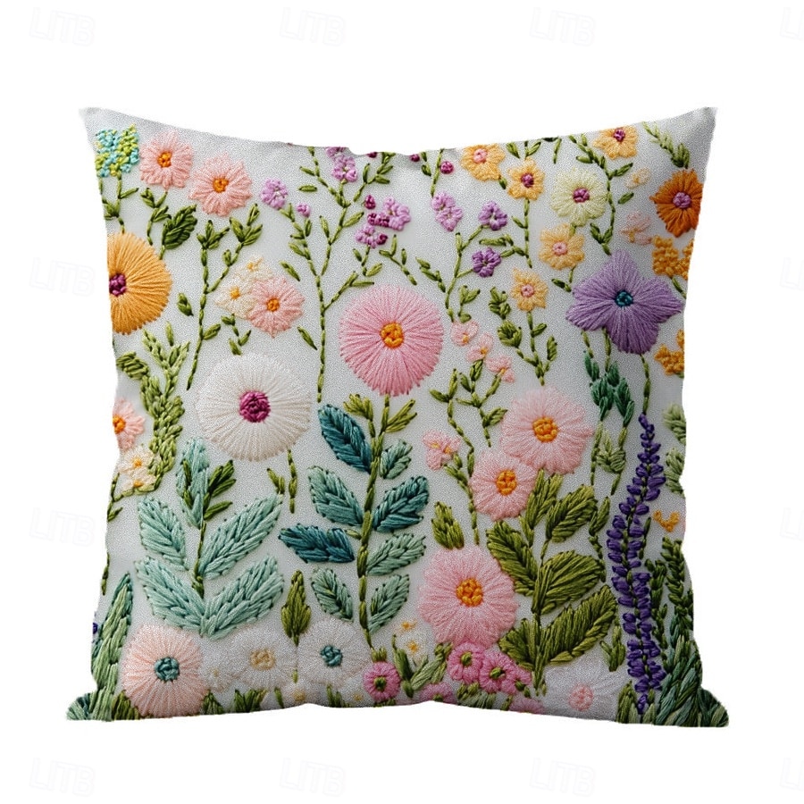 Floral Pattern Pillow Cover 2D Flat Print Soft Comfortable Cushion Case with Faux embroidery for Living Room Sofa Bedroom Home Decoration 2026 - $9.99 –P3