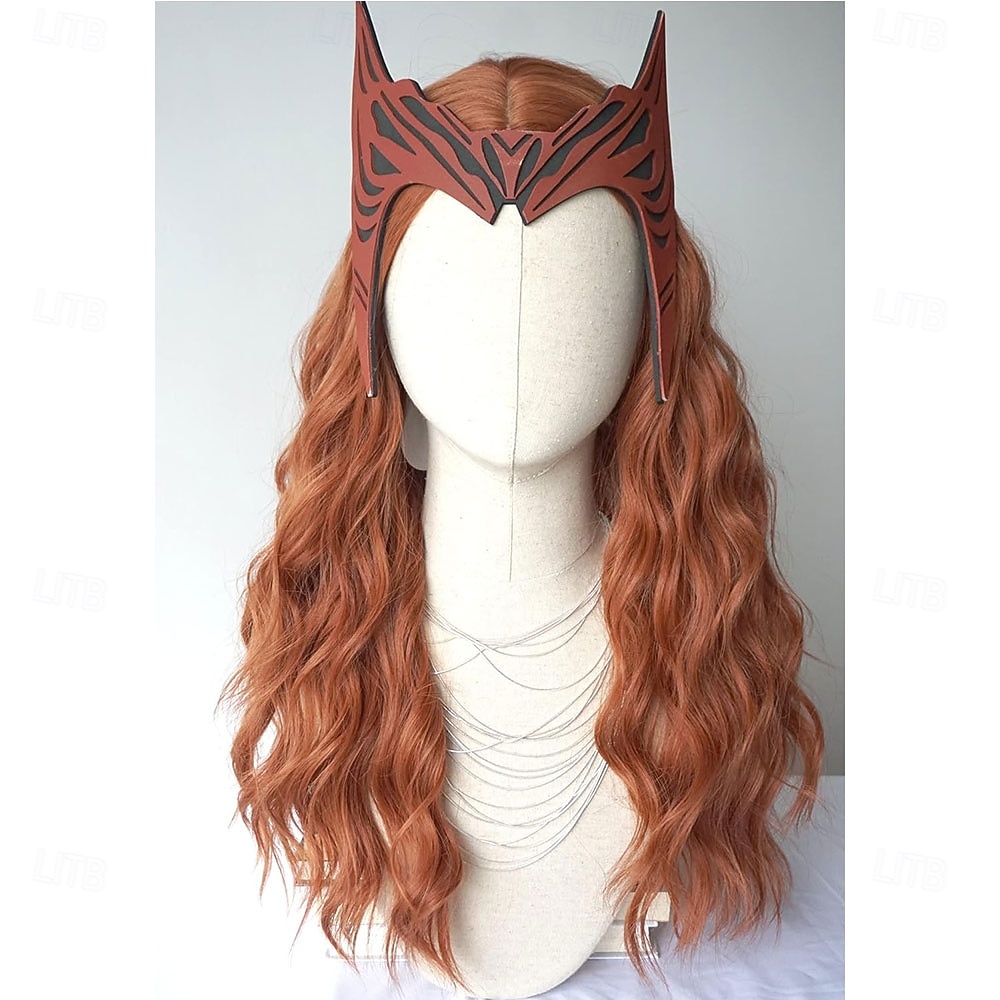Peruca longa ruiva natural, peruca ruiva longa e encaracolada para fantasias, peruca sintética ruiva acobreada ondulada de 71 cm (28 polegadas) para festas de carnaval de 2026 por $21.99 –P4