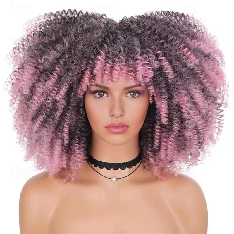 Carnival Wig 2026 Blonde Pink Red Afro Afro Curly Short Synthetic Festival Wig Mardi Gras Parade Cosplay Costume Hair for Women 2026 - $23.99 –P8