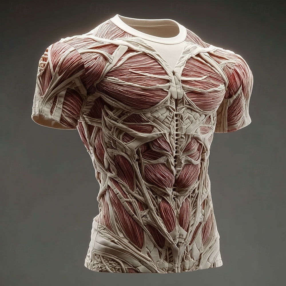 Ανδρικά Μυς 3D Εκτύπωση 3D Προσομοίωση Μπλουζάκι Κοντομάνικο Κοντομάνικη μπλούζα 3D εκτύπωση Στρογγυλή Ψηλή Λαιμόκοψη Πουκάμισο Εξωγκωμένος Υψηλής Ποιότητας Καθημερινά Κλαμπ Πάρτι 2026 - $21.99 –P3