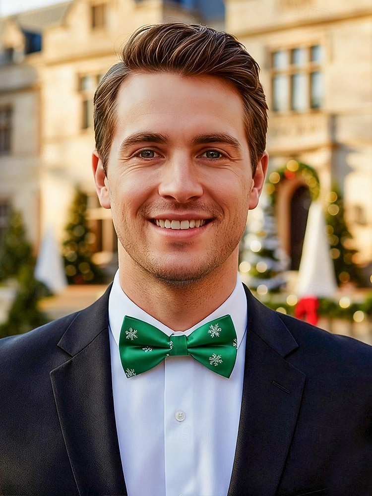 Χριστουγεννιάτικο παπιγιόν από πολυεστέρα για άνδρες με σχέδια χιονονιφάδας και δέντρου για χριστουγεννιάτικα πάρτι, κόκκινες, πράσινες και μπλε σκούρες επιλογές 2026 - $7.99 –P2