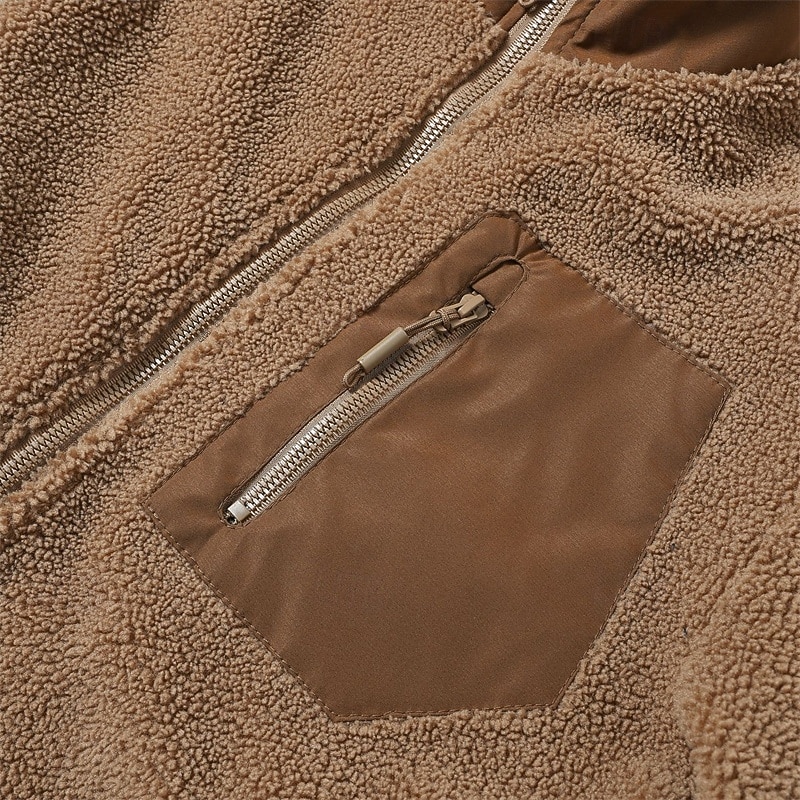 Муж. Зимняя куртка Пальто тедди Повседневная куртка Отпуск Повседневные Сохраняет тепло Карман Флис Осень Зима Полотняное плетение Мода Уличный стиль Воротник-стойка Обычная 2026 - $57.99 –P6