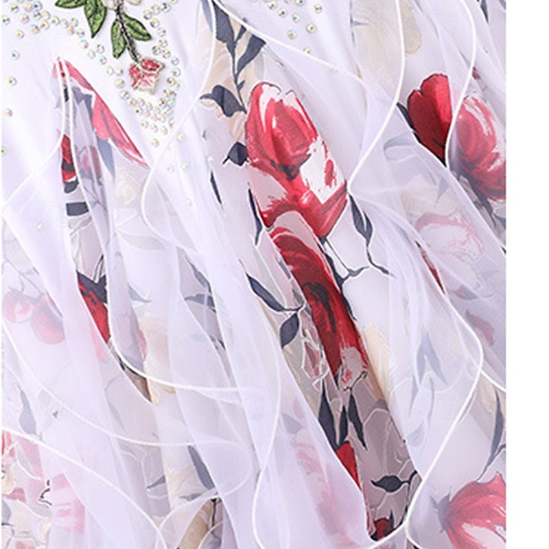 Vestido feminino para competição de dança de salão latina - estampa floral romântica &vestido de dança moderna com saia de babados de 2026 por $378.29 –P6