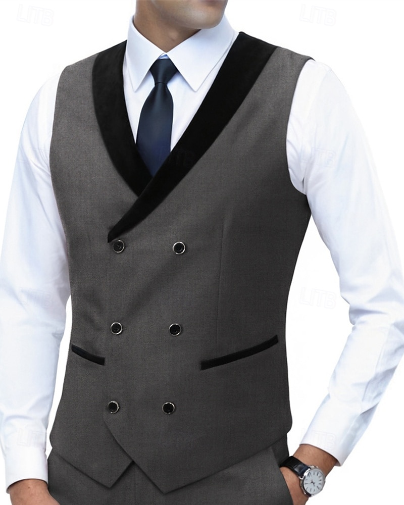 Ανδρικά Veste Γιλέκο Gilet Επιχείρηση Διακοπές Πάρτι Μοντέρνα Καθημερινό Άνοιξη Φθινόπωρο Τσέπη Κουμπιά Πολυεστέρας Άνετο Σκέτο Σταυρωτό Λαιμόκοψη V Κανονικό Θαλασσί Μαύρο Λευκό Ρουμπίνι Γιλέκο 2026 - $35.99 –P3