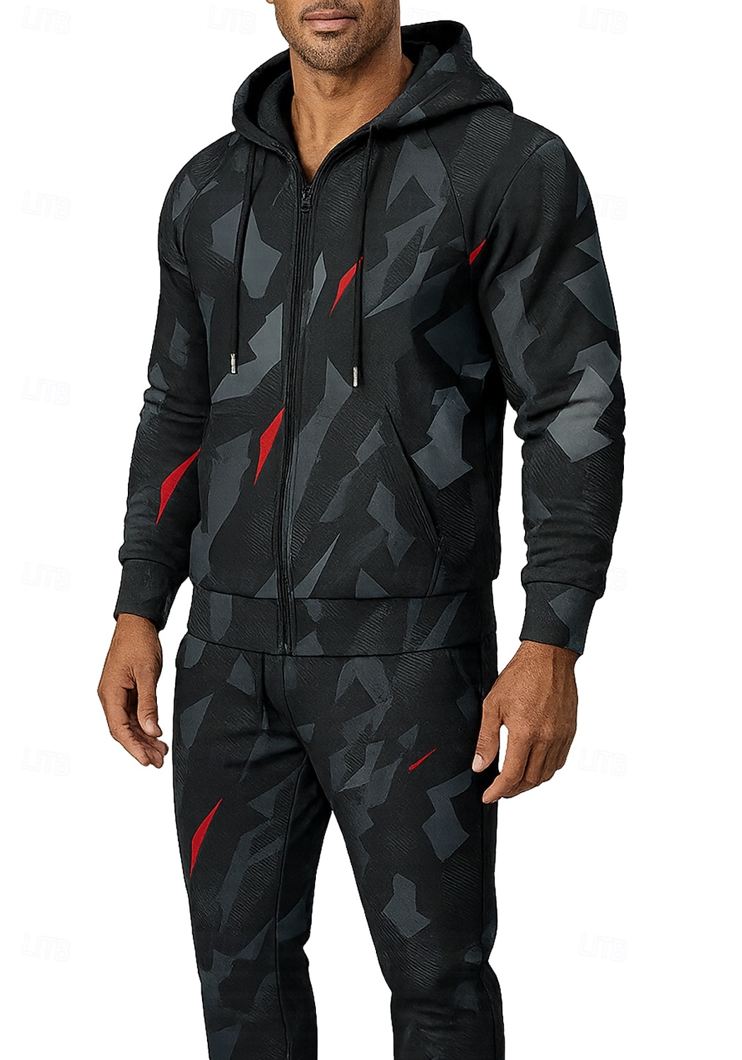 Муж. Толстовка Спортивный костюм Комплект спортивной одежды Кулиска Застегнуться Геометрия Наборы одежды Осень Зима Тёмно-синий Темно-серый Назначение На открытом воздухе Путешествия Легкость Мода 2026 - $47.99 –P3