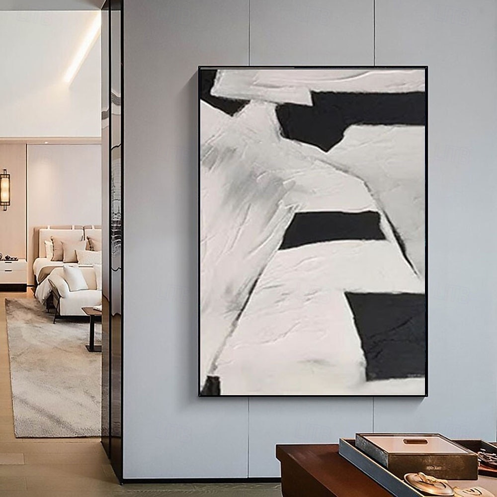 2026年 手描きの油絵、黒、グレー、白、モダン、抽象、キャンバスの油絵、ミニマリスト、テクスチャ、壁アート、手作りの絵画、リビングルーム、壁アート、ホームデコレーション  コレクション – $88.99 –P6