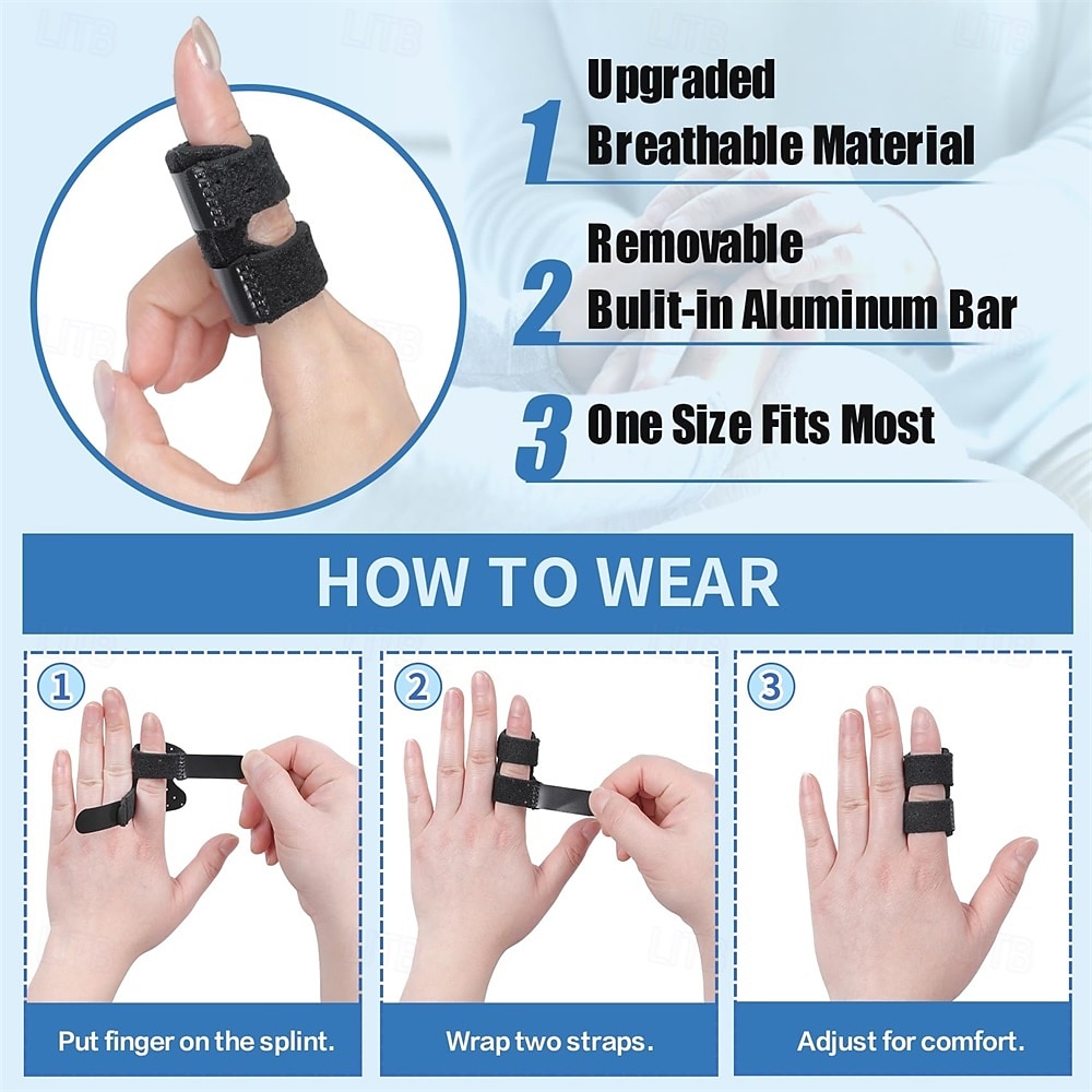 5 PCS Breathable Trigger Finger Splint, Adjustable Finger Brace, Thumb Brace for Broken Strained Arthritis for Thumb, Middle, Index, Ring, Pinky Finger Splint (5, Black) 2026 - $20.99 –P5