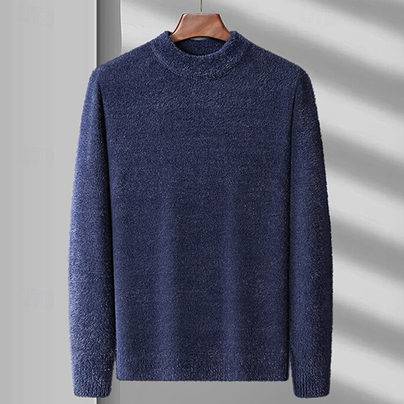 Miesten Neulepusero Neulottu villapaita Joustin Neuloa Tavalliset topit Kudottu Tavallinen Tiukka pyöreä kaula-aukko Muoti Perus Loma Arki-asut Vaatetus Syksy Talvi Laivaston sininen Sininen M L XL 2026 - $36.99 –P8