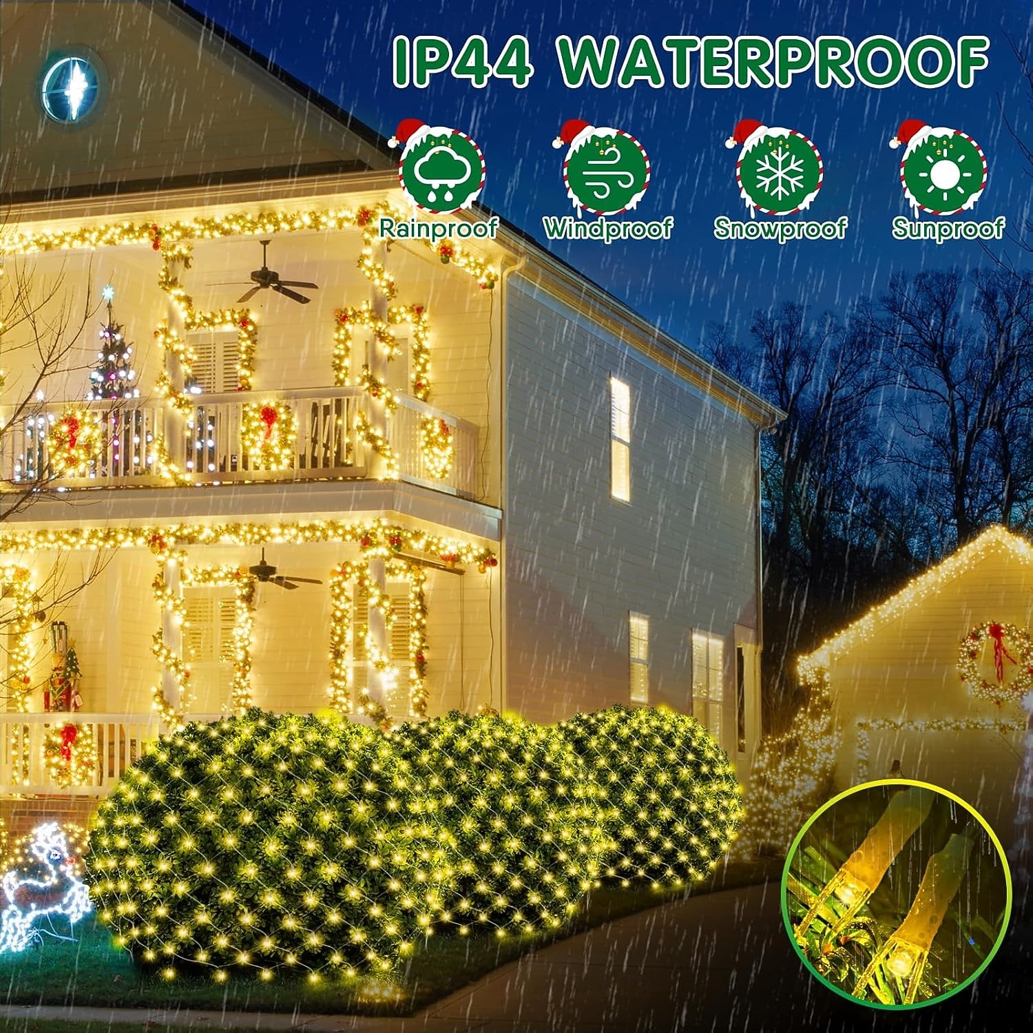 Christmas Net Lights Connectable Waterproof String Light 8 Function Timer Remote Control Wedding Festival Party Atmosphere Decorative Lights Low Voltage Safe Plug in 2025 - $20.99 –P4