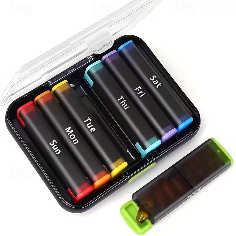 Pilulier hebdomadaire 7 jours avec 2 compartiments journaliers - format voyage, couvercle facile à ouvrir, plastique résistant, blanc - idéal pour les vitamines et l'huile de poisson &stockage de 2026 ? $21.99 –P15