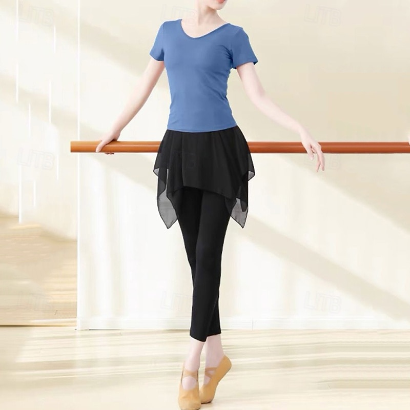 Dames Yoga-outfit Strakke legging met rok 2-delige workoutset Effen Kleur Sportoutfits Herfst Zwart Rood Modaal Dans Pilates Yoga Hoge taille Lichtgewicht Ademend Korte mouw Sport Sportkleding 2026 - $27.99 –P3