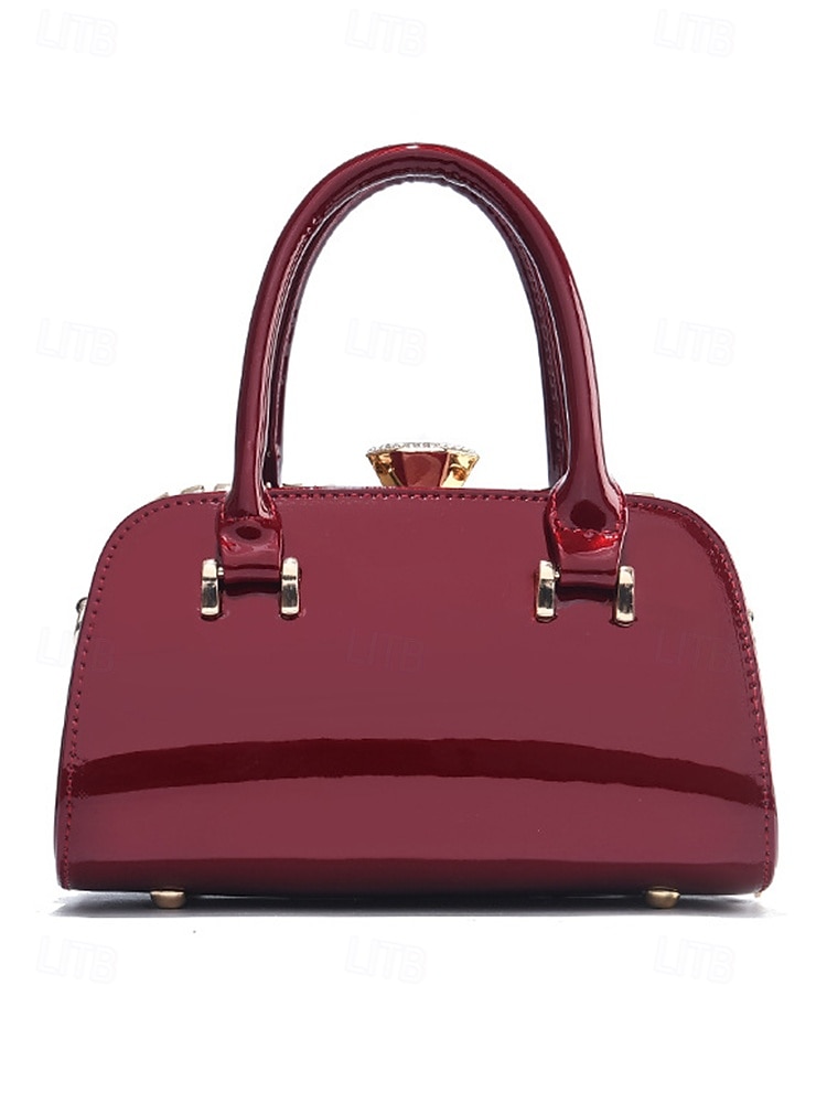 elegante borsa da sera da donna in pelle verniciata, decorata con cristalli, disponibile in rosso e blu navy, perfetta per feste formali e celebrazioni festive del 2026 a $34.99 –P7