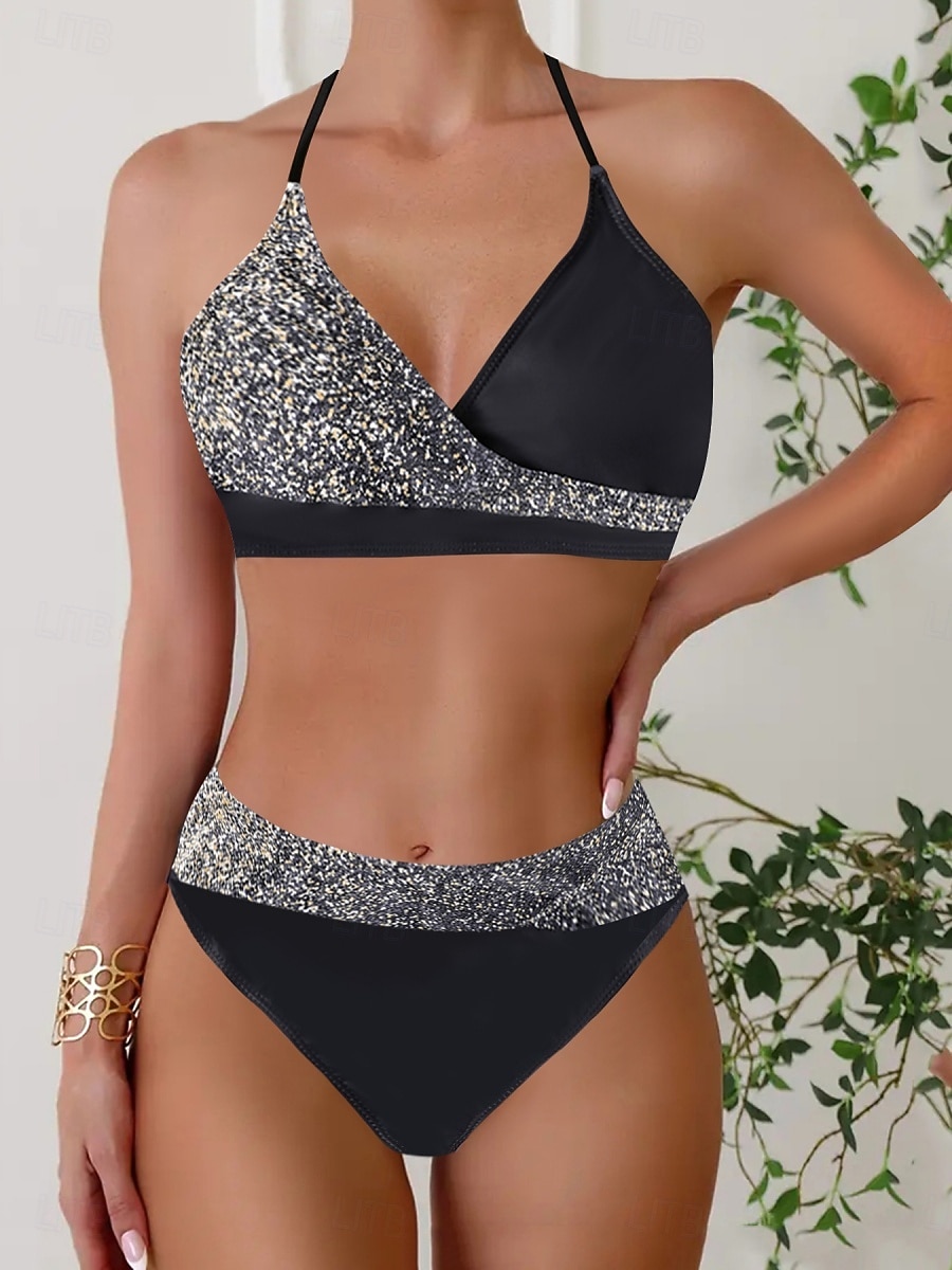 Kvinnors Tankini 2-delad baddräkt med fräck midjekontroll hög midja slank rygglös semester strandkläder halterneck ärmlös baddräkt 2026 - $19.99 –P5