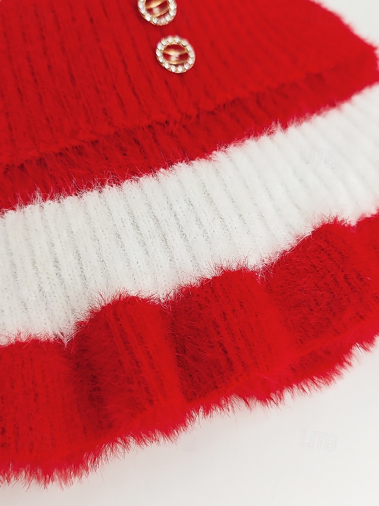 Cuello de punto navideño para mujer, suave y acogedor, con volantes, disponible en varios colores. Ideal para el invierno y las fiestas. 2026 - $9.99 –P7