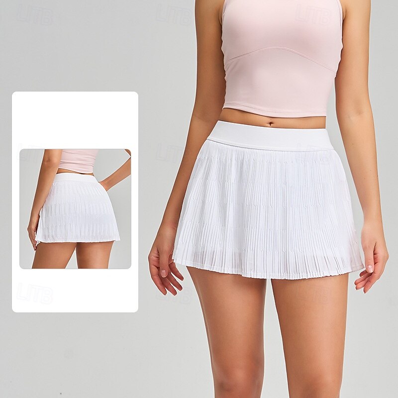 Dam Solid färg Avslappnad kjol Träningskjol Elastisk Svettavvisande Andningsfunktion Tennis Pickleball Yoga Underdelar Svart Vit Gul Tenniskläder 2026 - $25.99 –P2