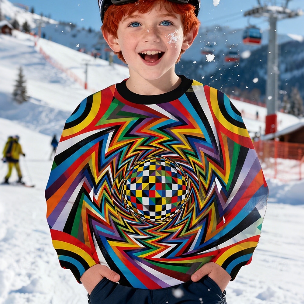 Chlapecké 3D Grafika Geometrický 3D tisk Mikina Dlouhý rukáv Jaro Podzim Módní Základní Děti 4-12 let Tričkový Venkovní Ležérní Denní Běžný 2025 - $17.49 –P1