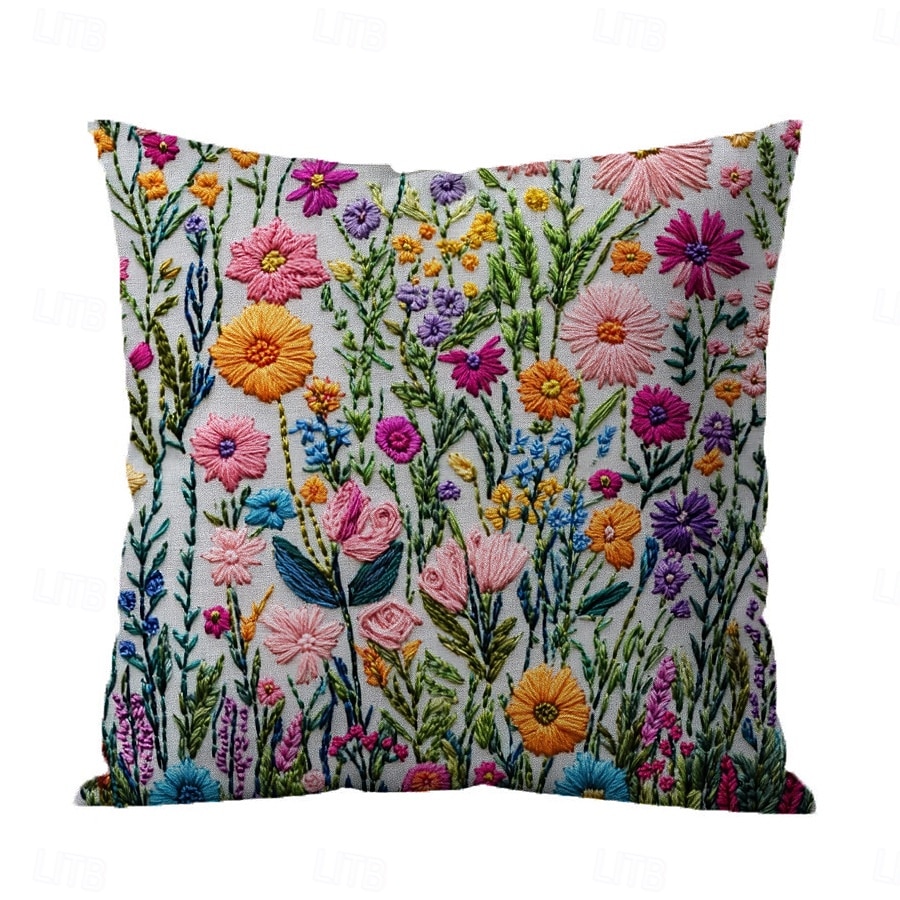Floral Pattern Pillow Cover 2D Flat Print Soft Comfortable Cushion Case with Faux embroidery for Living Room Sofa Bedroom Home Decoration 2026 - $9.99 –P17