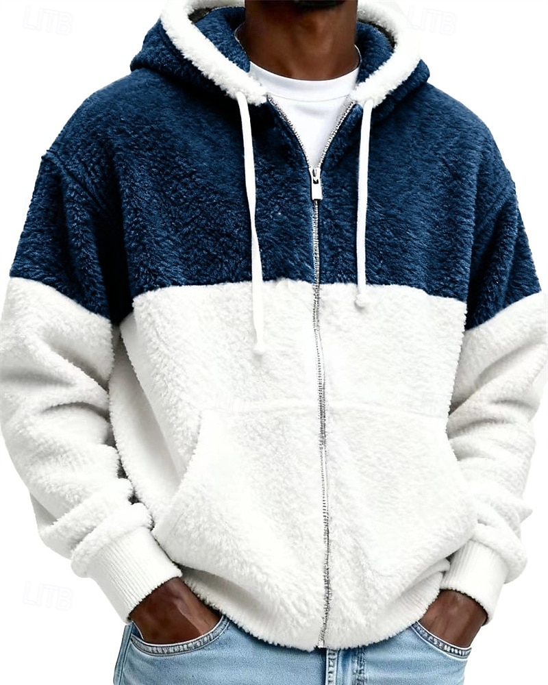 Per uomo Felpa con cappuccio Felpa con cappuccio a zip intera Felpe con cappuccio e zip Felpa con cappuccio in pile Nero Blu Reale Grigio Con Cappuccio Blocco di colori Patchwork Tasca Quotidiano del 2026 a $34.99 –P3