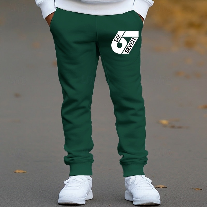 Unisexe Garçons 3D Graphique 67 Pantalons Pantalons de survêtement Printemps Automne Streetwear Basique Enfants 4-12 ans Extérieur Sport Occasionnel Coupe régulière de 2026 ? $17.49 –P4