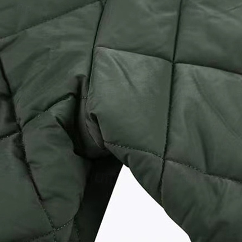 Herr Vinterkappa Pufferjacka Quiltad jacka Vadderad Ficka Polyester Utomhus Ledigt Dagligen Normal Mode Streetwear Håller värmen Vattentät Vinter Ensfärgat Svart Vinröd Marinblå Grön Pufferjacka 2026 - $60.99 –P8